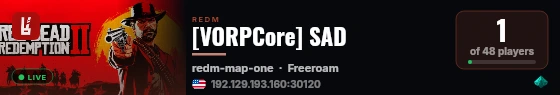 SAD built with VORPCore! live status badge