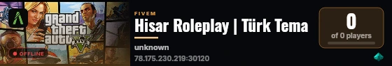 Hisar Roleplay | Türk Tema live status badge