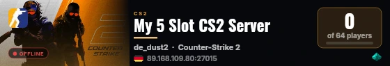 My 5 Slot CS2 Server live status badge