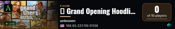 🔥 Grand Opening Hoodline RP - Soft Release | Aug 16 live status badge