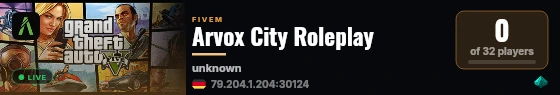 Arvox City Roleplay live status badge