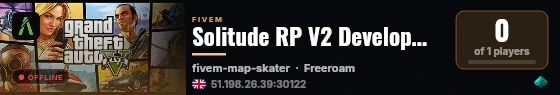 Solitude RP V2 Development live status badge