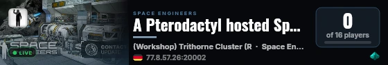 A Pterodactyl hosted Space Engineer Server live status badge