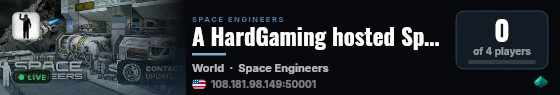 A HardGaming hosted Space Engineer Server live status badge