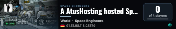 A AtusHosting hosted Space Engineer Server live status badge