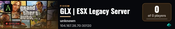 GLX | ESX Legacy Server live status badge