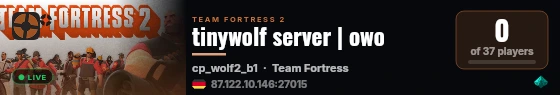 tinywolf server | owo live status badge