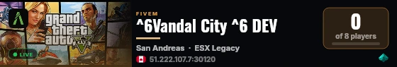 ^6Vandal City ^6 DEV live status badge