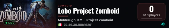 Lobo Project Zomboid live status badge