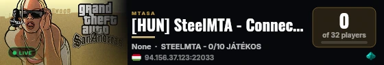 [HUN] SteelMTA - Connect server | discord.gg/steelmta live status badge