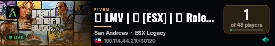 🌟 LMV | 🌆 [ESX] | 🎉 Roleplay sin límites 🚨👮‍♂️ live status badge