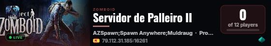 Servidor de Palleiro II live status badge