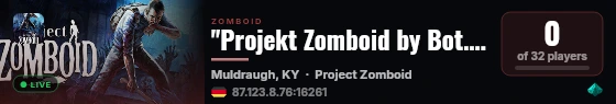 "Projekt Zomboid by Bot.AEO-Netzwerk.de" live status badge