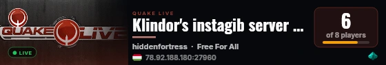 Klindor's instagib server for practice live status badge