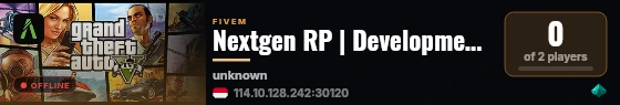 Nextgen RP | Development Version 1.0 live status badge