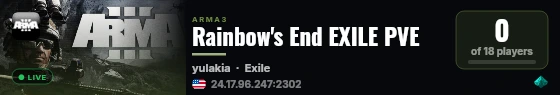 Rainbow's End EXILE PVE live status badge