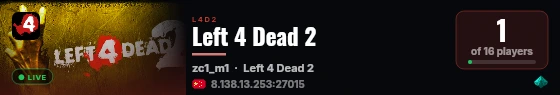 Left 4 Dead 2 live status badge