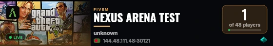 NEXUS ARENA TEST live status badge