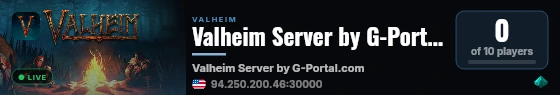 Valheim Server by G-Portal.com live status badge