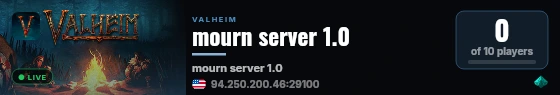 mourn server 1.0 live status badge