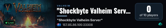 "Shockbyte Valheim Server" live status badge