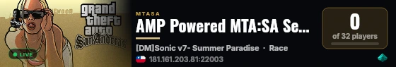 AMP Powered MTA:SA Server live status badge