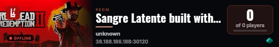 Sangre Latente built with RedM Basic Server! live status badge