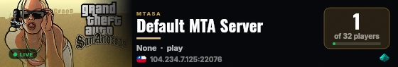 Default MTA Server live status badge