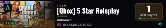 [Qbox] 5 Star Roleplay live status badge