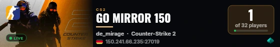 GO MIRROR 150 live status badge
