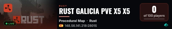 RUST GALICIA PVE X5 X5 live status badge
