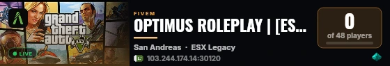OPTIMUS ROLEPLAY | [ESX Legacy] live status badge