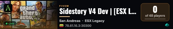 Sidestory V4 Dev | [ESX Legacy] live status badge