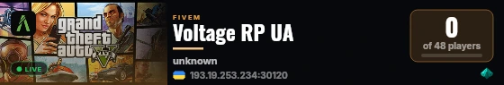 Voltage RP UA live status badge