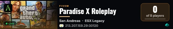 Paradise X Roleplay live status badge