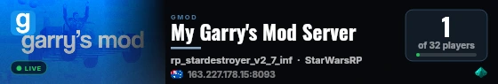My Garry's Mod Server live status badge