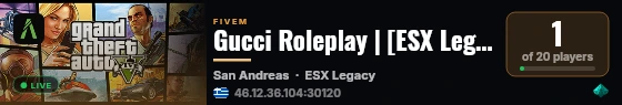 Gucci Roleplay | [ESX Legacy] live status badge