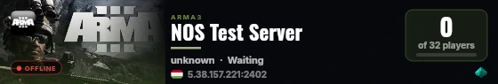 NOS Test Server live status badge