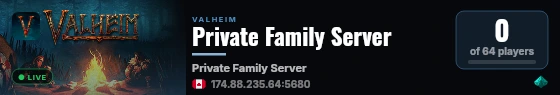 Private Family Server live status badge