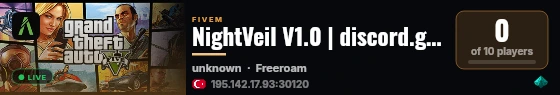 NightVeil V1.0 | discord.gg/nightveilroleplay live status badge