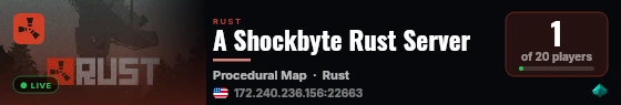 A Shockbyte Rust Server live status badge