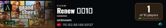Renew 测试1服 live status badge