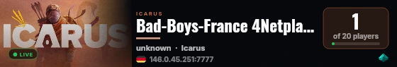 Bad-Boys-France 4Netplayers Icarus Server live status badge