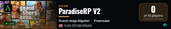 ParadiseRP V2 live status badge