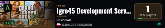 Igro45 Development Server live status badge