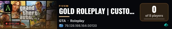 GOLD ROLEPLAY | CUSTOM SCRIPTS | ACTIVE STAFF/POLICE/AMBULANCE live status badge