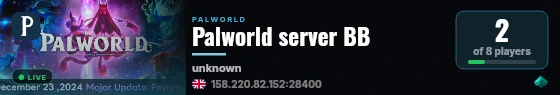 Palworld server BB live status badge