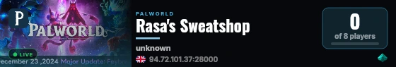 Rasa's Sweatshop live status badge