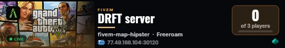DRFT server live status badge