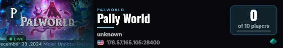 Pally World live status badge